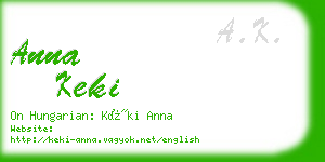 anna keki business card